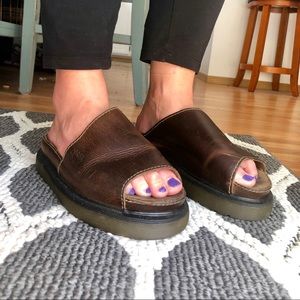 Dr. Martens Brown Leather Slide Sandals - Vintage